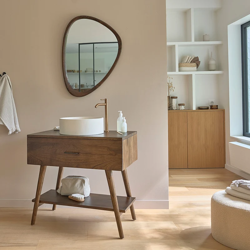 Meuble de salle de bain en mindi massif 80 cm