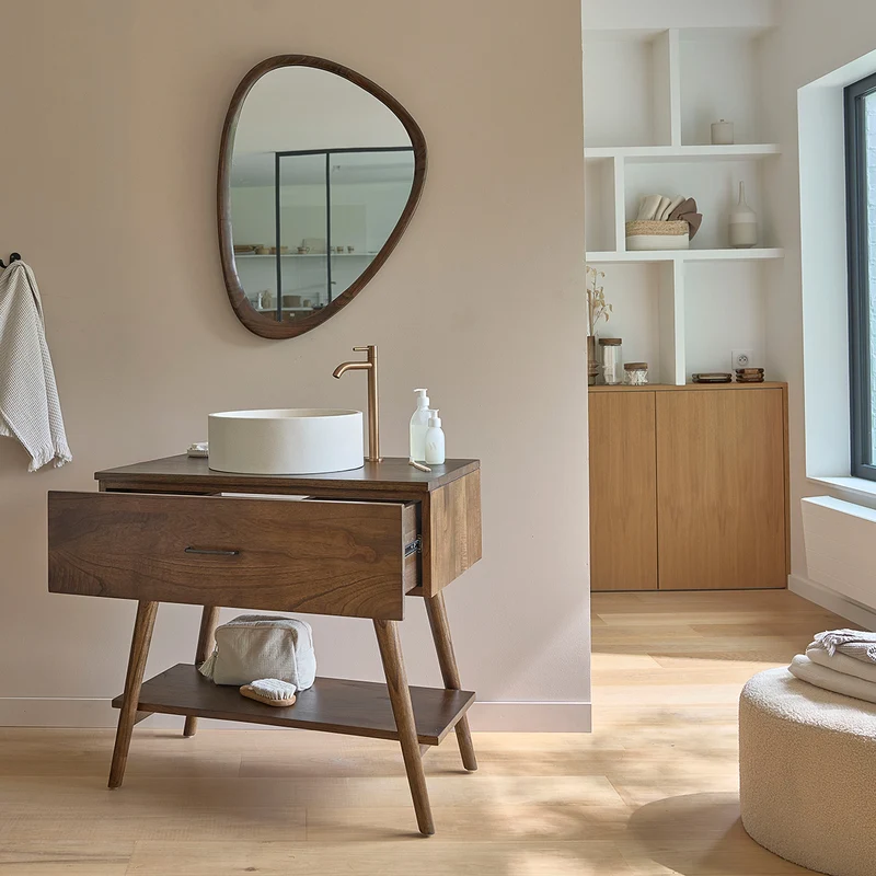 Meuble de salle de bain en mindi massif 80 cm