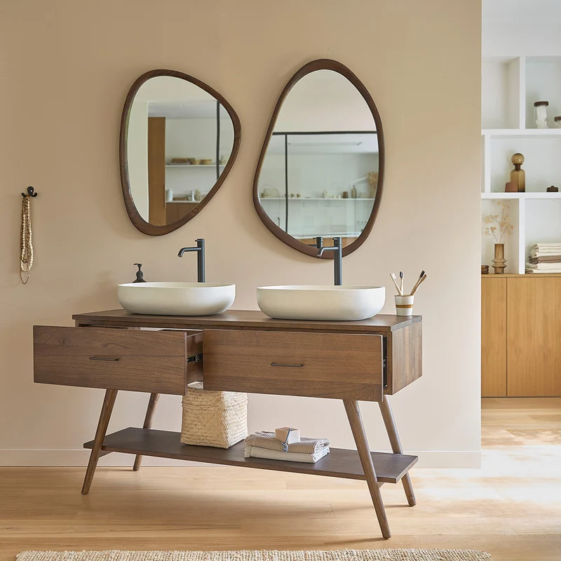 Meuble de salle de bain en mindi massif 135 cm