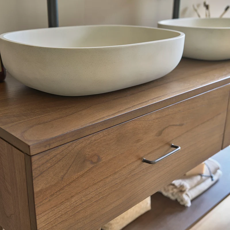 Meuble de salle de bain en mindi massif 135 cm