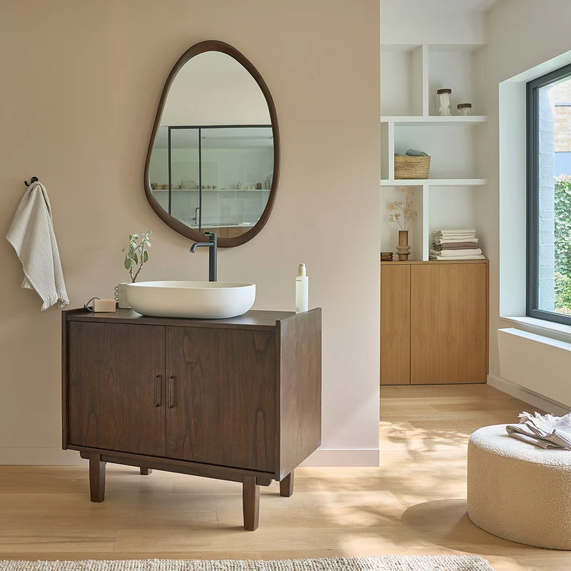 Meuble de salle de bain en mindi massif 90 cm