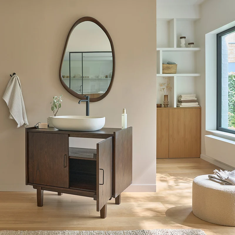 Meuble de salle de bain en mindi massif 90 cm