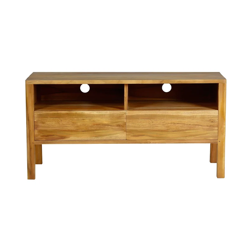 Meuble TV en teck massif 2 tiroirs 100 cm