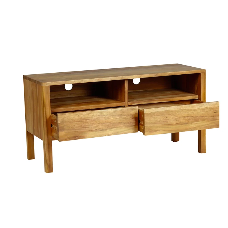 Meuble TV en teck massif 2 tiroirs 100 cm