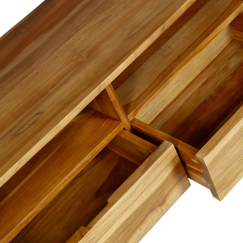 Meuble TV en teck massif 2 tiroirs 100 cm