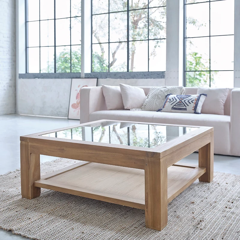 Table basse en teck massif 100 cm