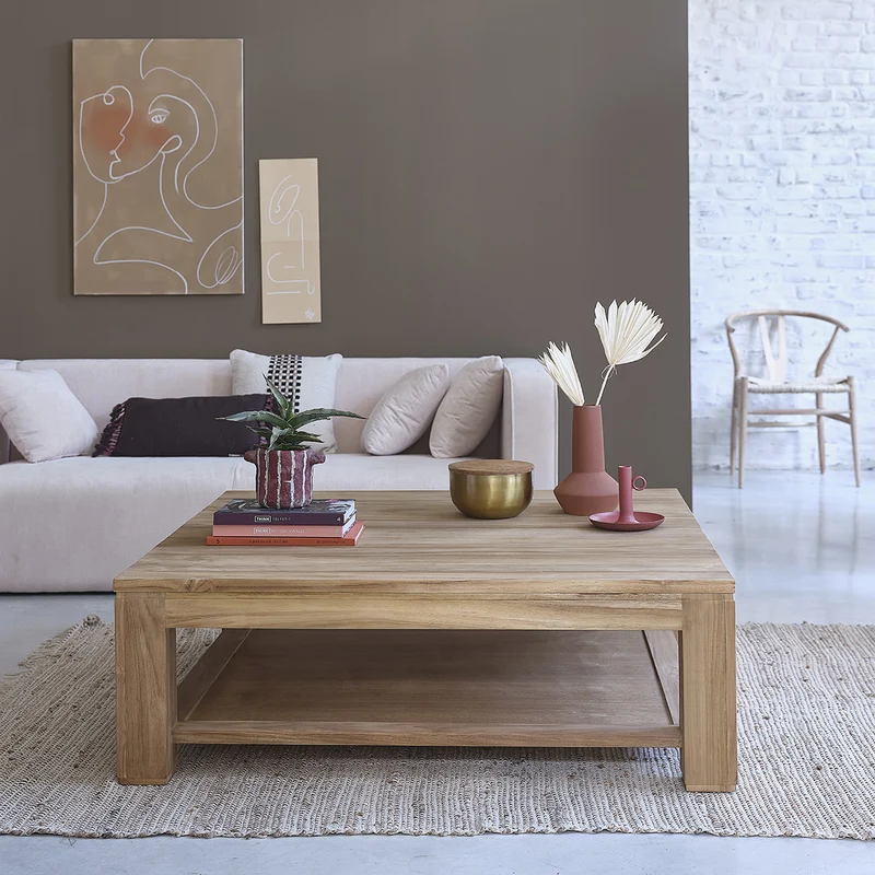 Table basse en teck massif 120 cm