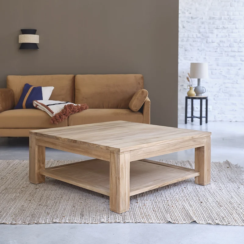 Table basse en teck massif 100 cm