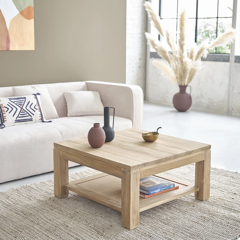 Table basse en teck massif 80 cm