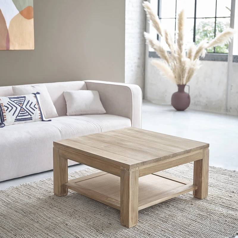 Table basse en teck massif 80 cm