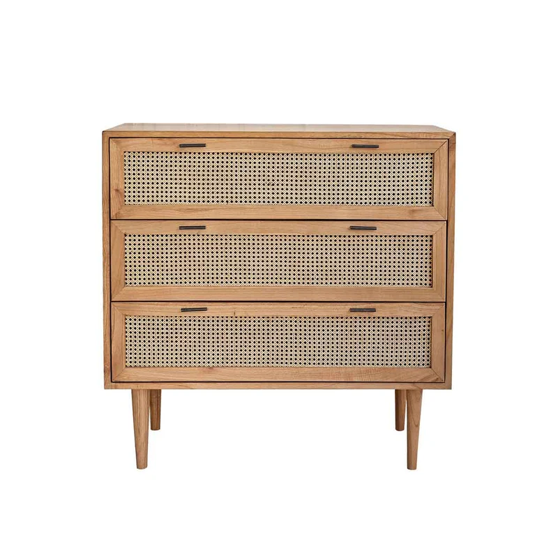 Commode en mindi massif et cannage 100 cm