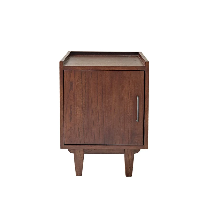 Table de chevet en mindi massif finition noyer 40 cm