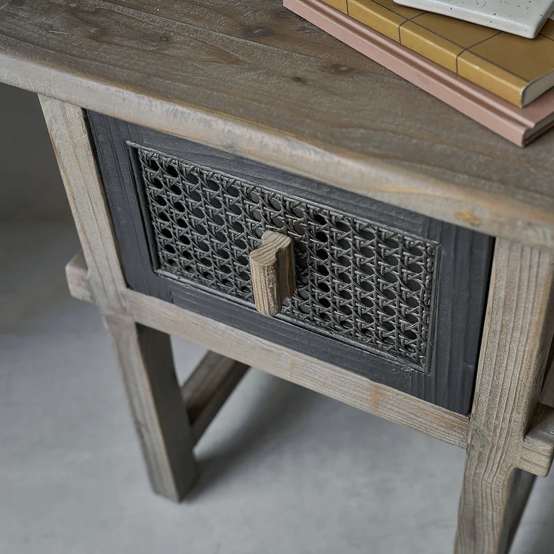 Table de chevet en bois recyclé massif 45 cm