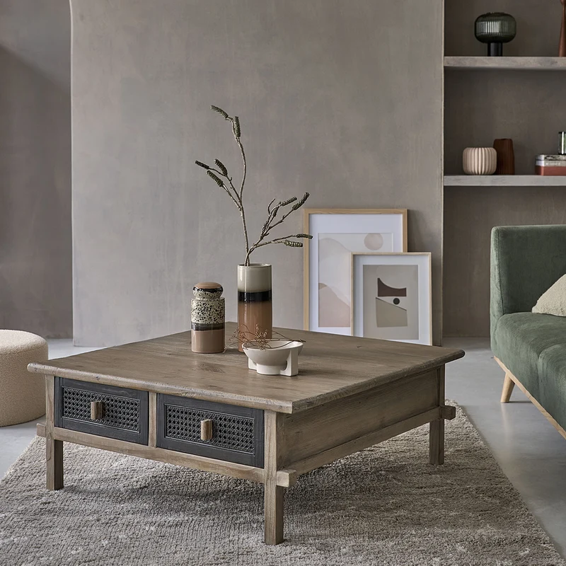 Table basse en bois recyclé massif 100 cm