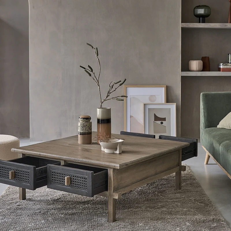 Table basse en bois recyclé massif 100 cm