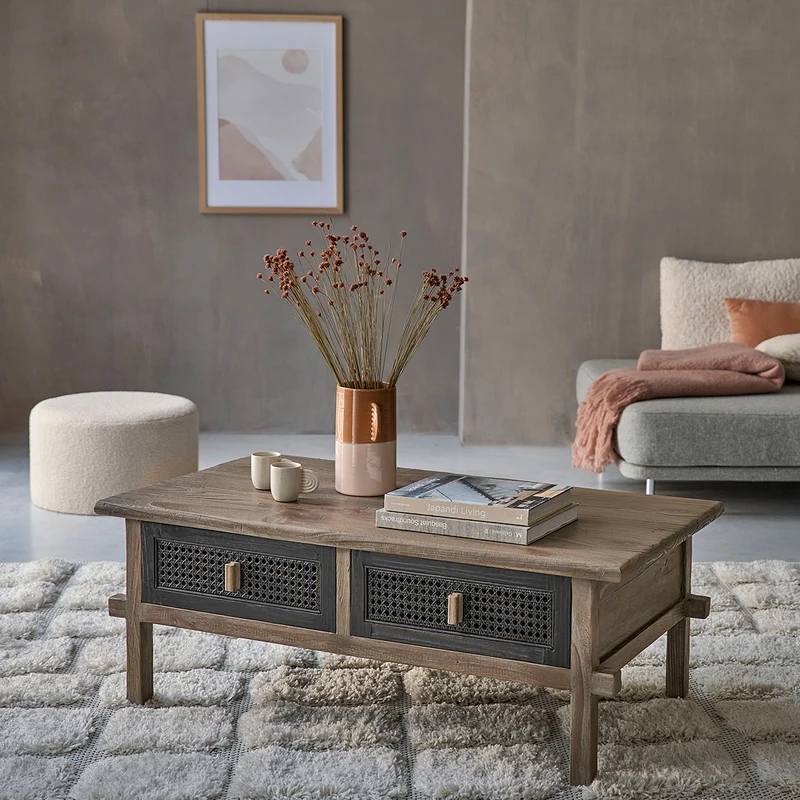 Table basse en bois recyclé massif 110 cm