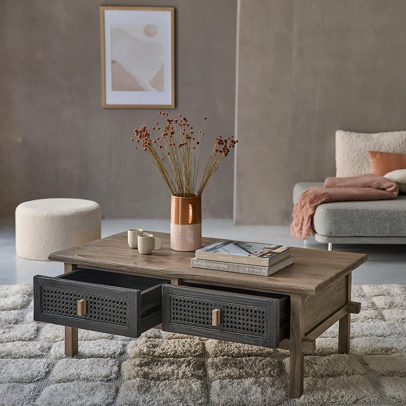 Table basse en bois recyclé massif 110 cm