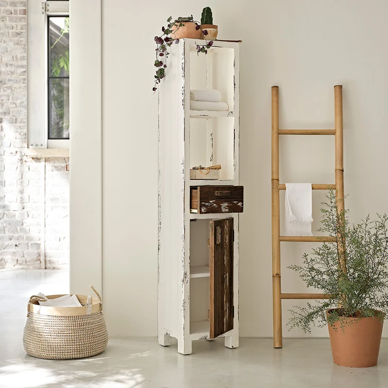 Colonne de salle de bain en bois recyclé massif 170 cm