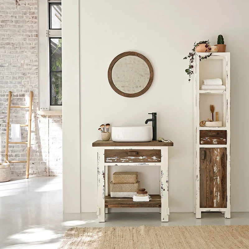 Colonne de salle de bain en bois recyclé massif 170 cm