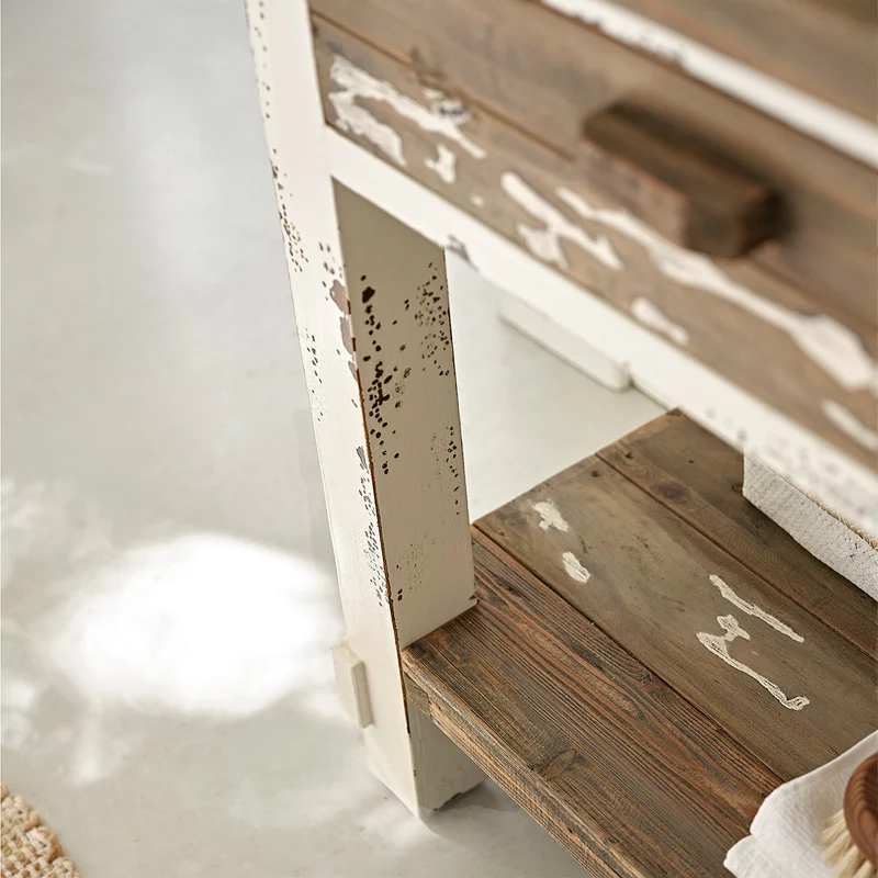 Meuble sous vasque en bois recyclé massif 80 cm