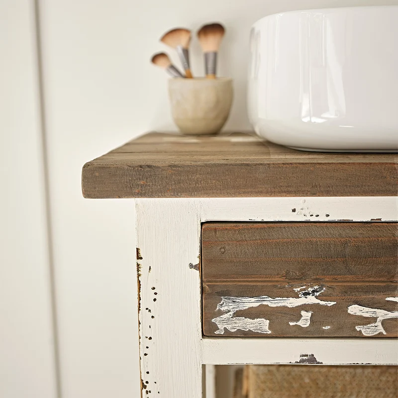Meuble sous vasque en bois recyclé massif 80 cm