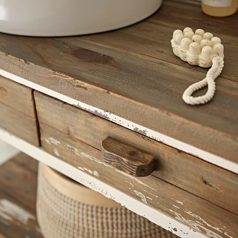 Meuble sous vasque en bois recyclé massif 150 cm