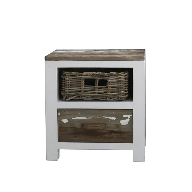 Table de chevet en bois recyclé massif 45 cm