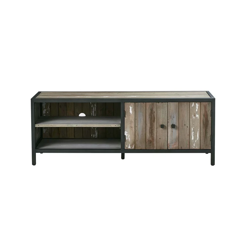 Meuble TV en bois recyclé massif et métal 150 cm