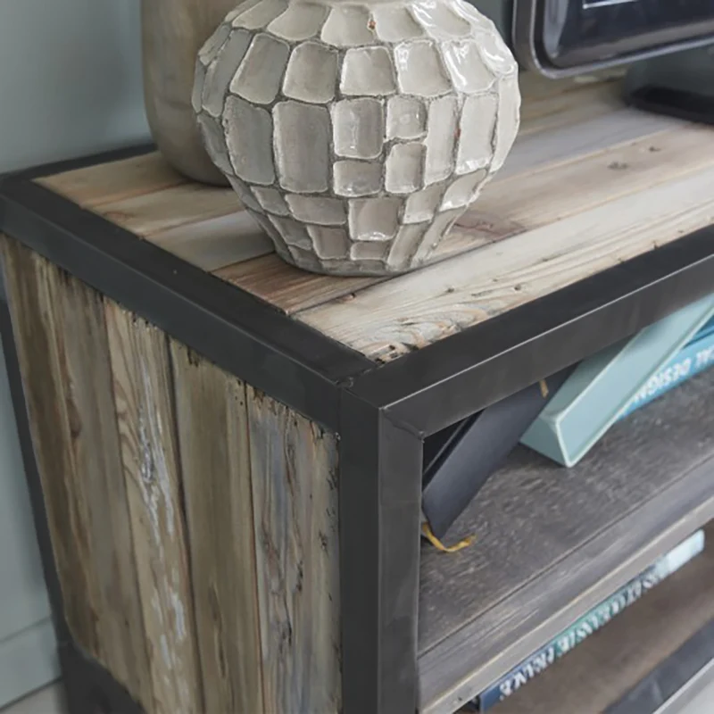 Meuble TV en bois recyclé massif et métal 150 cm
