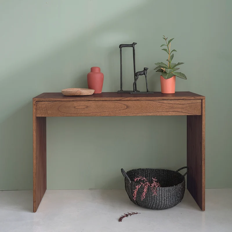 Console en mindi massif finition noyer 120 cm