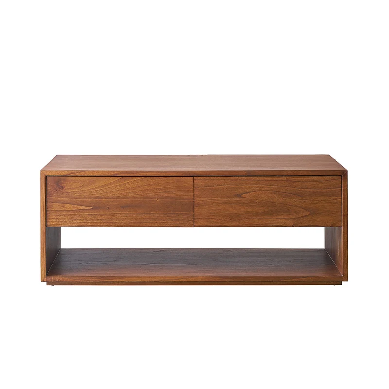 Table basse en mindi massif finition noyer 120 cm