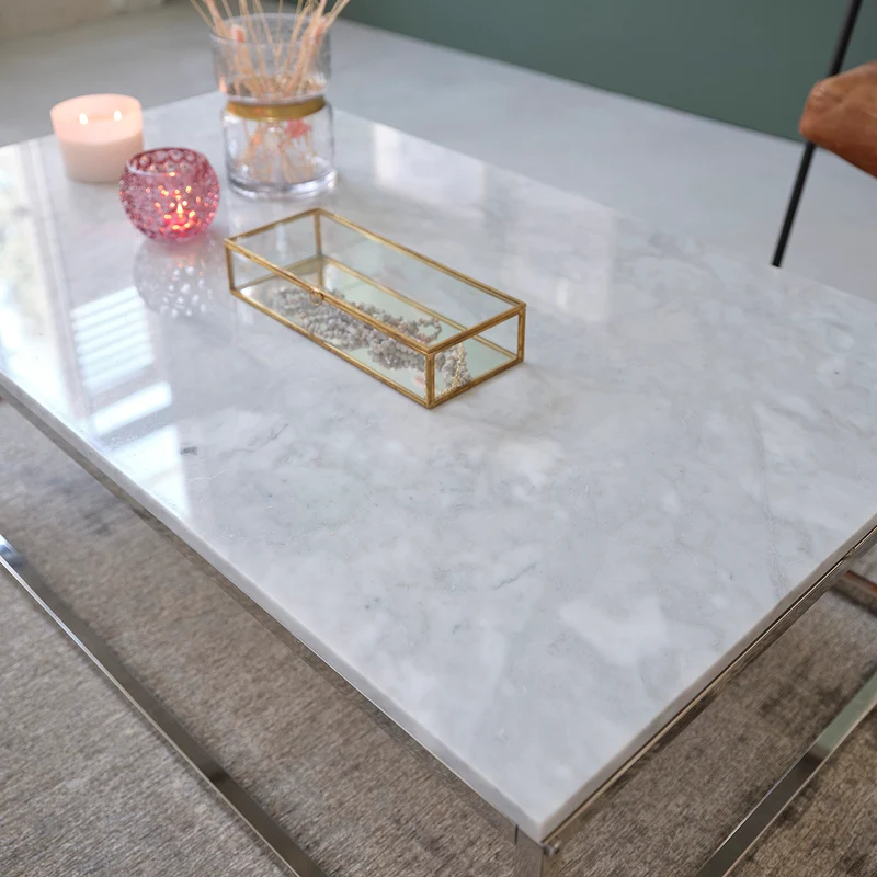 Table basse en marbre et métal 120 cm