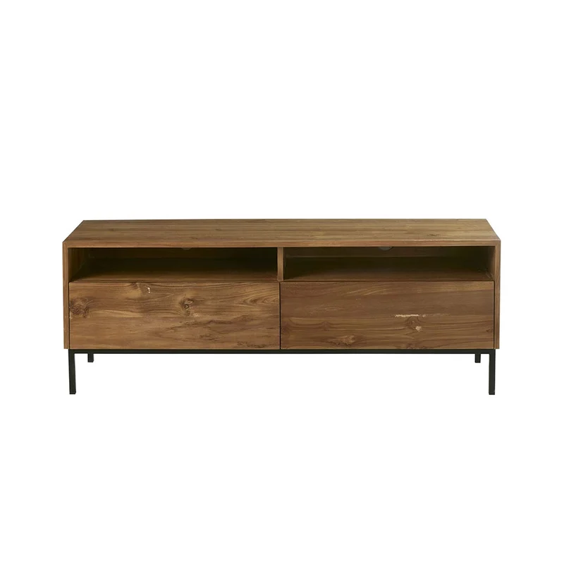 Meuble TV en teck massif et métal 140 cm