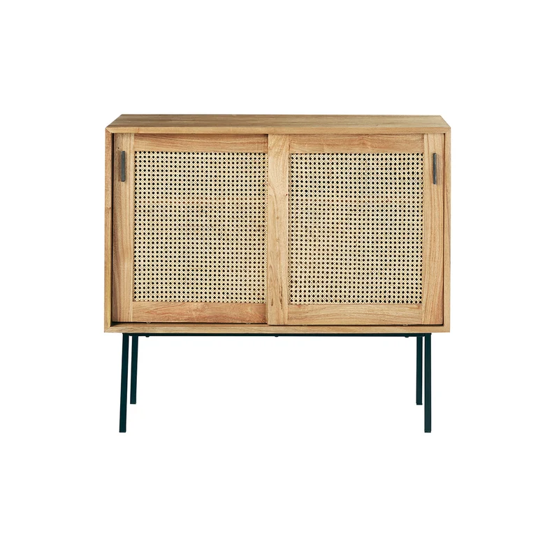 Commode en mindi massif et cannage 100 cm