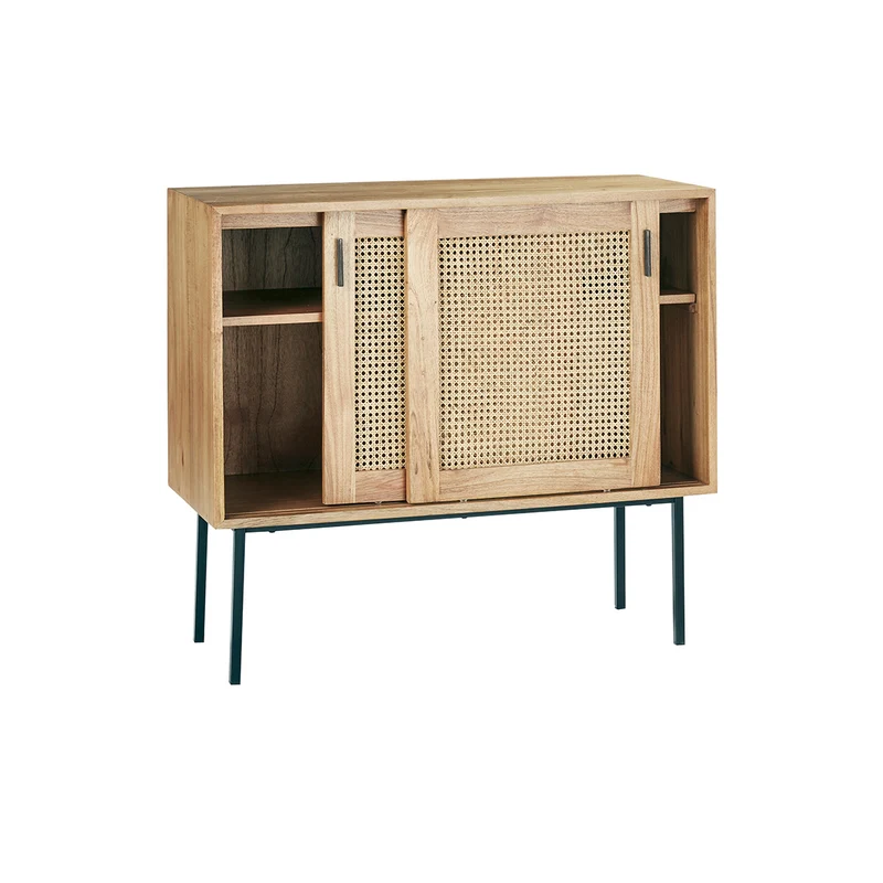 Commode en mindi massif et cannage 100 cm