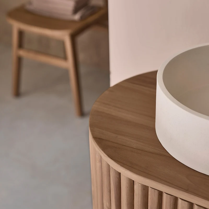 Meuble de salle de bain en teck massif suspendu 140 cm