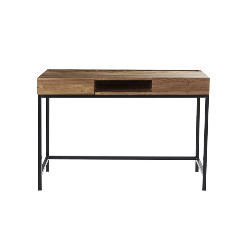 Bureau en teck massif et métal 120 cm