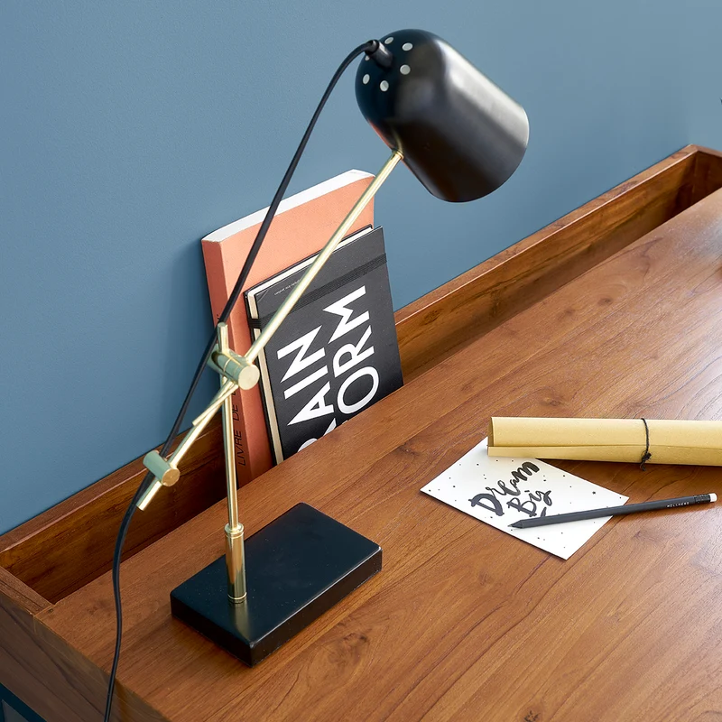 Bureau en teck massif et métal 120 cm