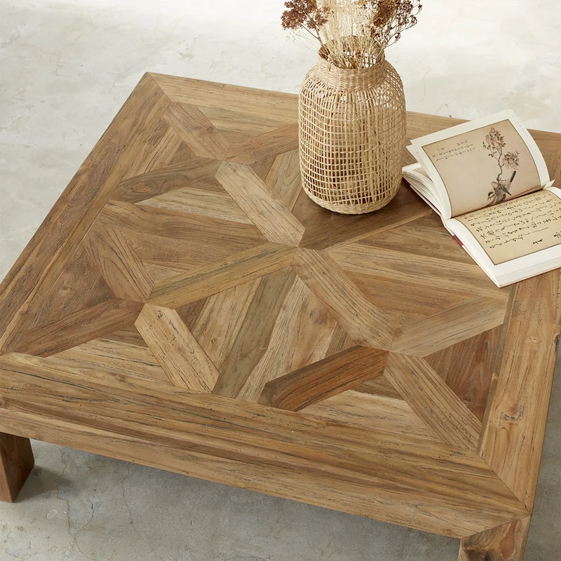 Table basse en teck massif recyclé 100 cm