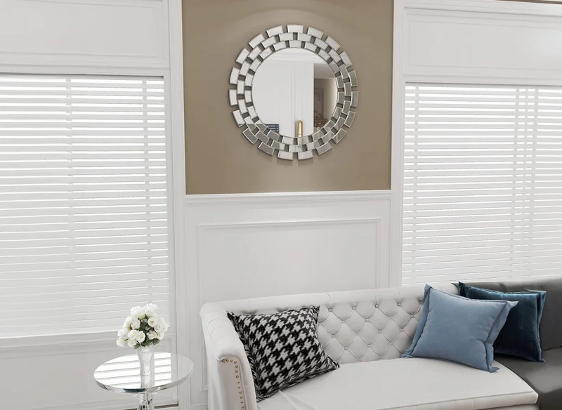 Miroir mural rond argenté 90 cm ALBA