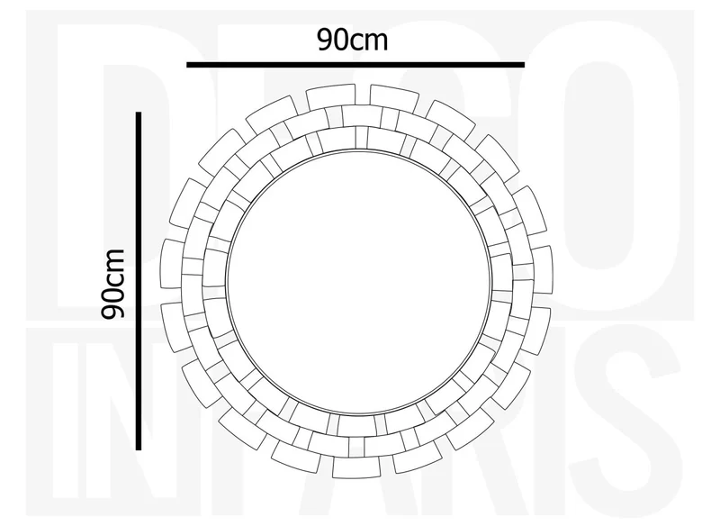 Miroir mural rond argenté 90 cm ALBA