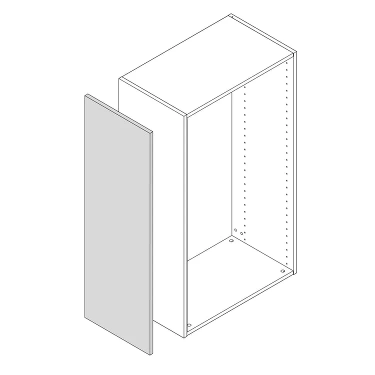 Côté de meuble de rangement gris clair H.76.8 cm x L.37 cm x Ep.18 mm