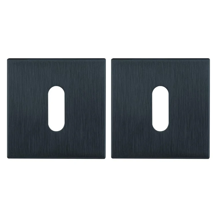 2 rosaces carrées ALPERTEC trou de clé, inox gris anthracite F2