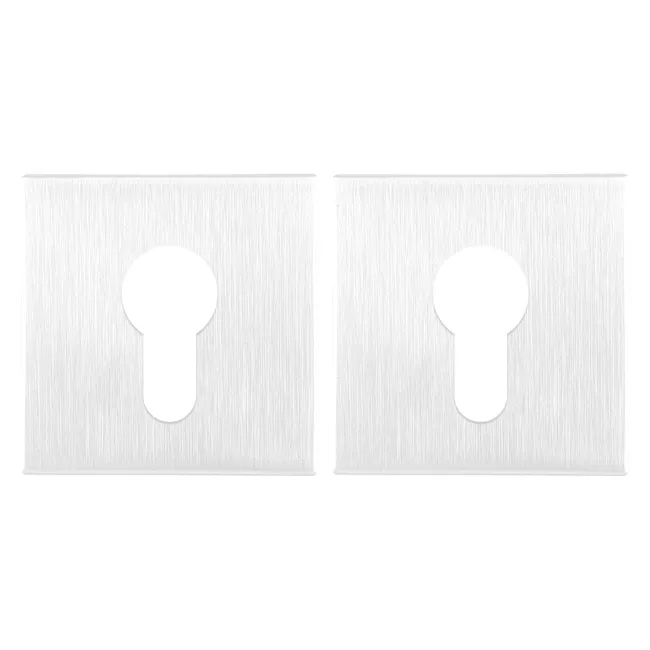 2 rosaces carrées ALPERTEC trou de cylindre, inox blanc A11