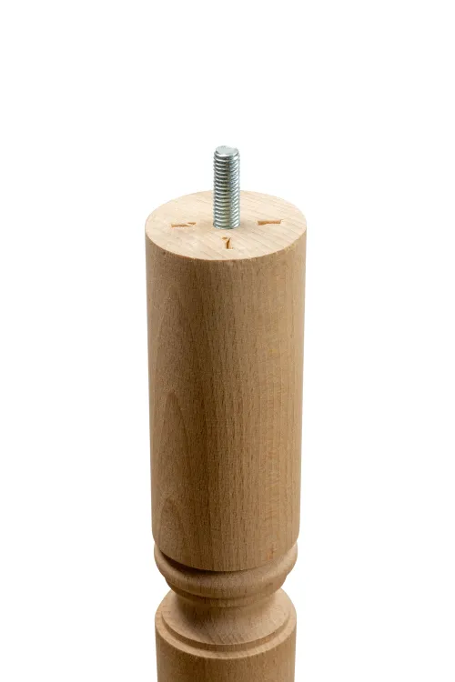 Pied de table Cime Cannele hêtre brut diamètre 4.8 cm x hauteur 71 cm
