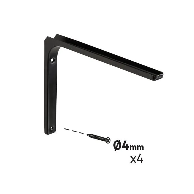 Equerre Modern acier peint noir, H.30 x P.40 cm