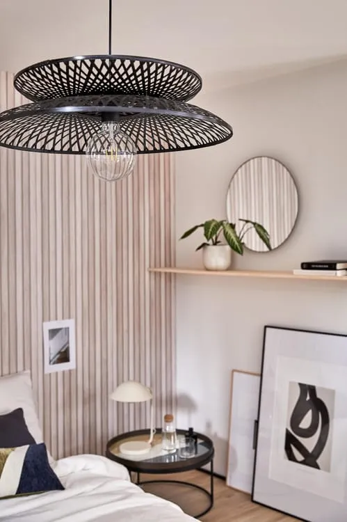 Lampe Freya, fer, beige, H.43 cm, E14