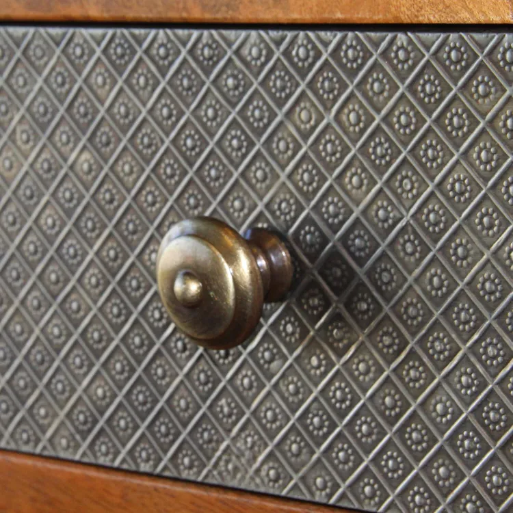 Bouton de meuble rond Rustique, zamak vieil or vieilli, Diam.30 mm