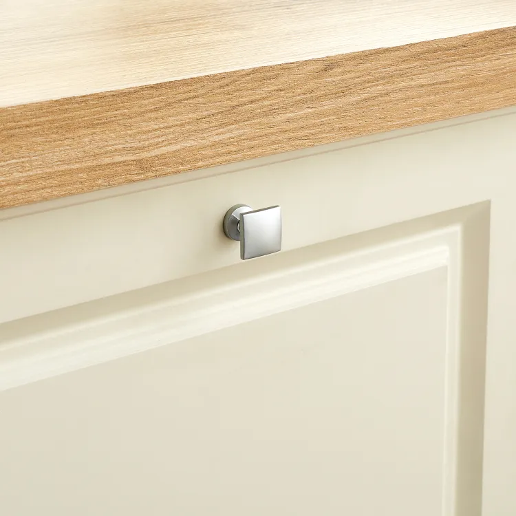 Bouton de meuble carré Cubic, zamak argent chromé, l.20 mm