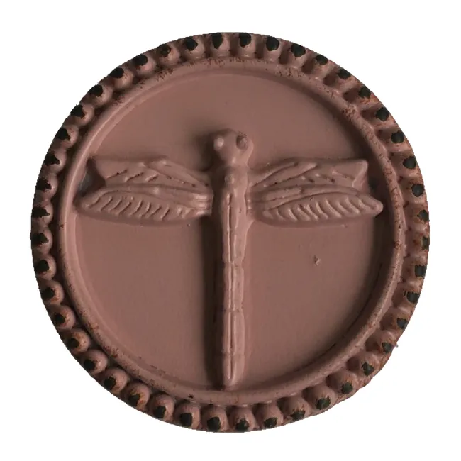 Bouton de meuble rond Libellule, fer rose peint, Diam.42 mm